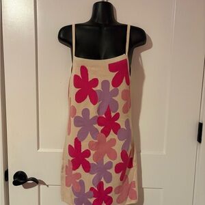 SHEIN Cream Slip Dress with Pink & Lavender Floral Motif